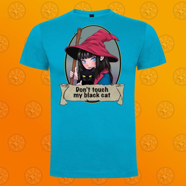 Camiseta de manga corta unisex con diseño Don't touch my black cat. - Imagen 3