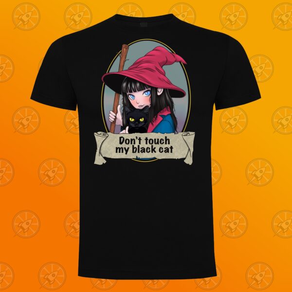 Camiseta de manga corta unisex con diseño Don't touch my black cat.