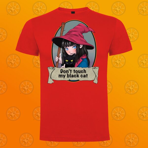 Camiseta de manga corta unisex con diseño Don't touch my black cat. - Imagen 5