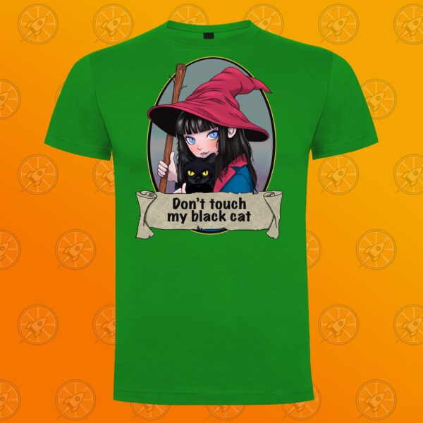 Camiseta de manga corta unisex con diseño Don't touch my black cat. - Imagen 2