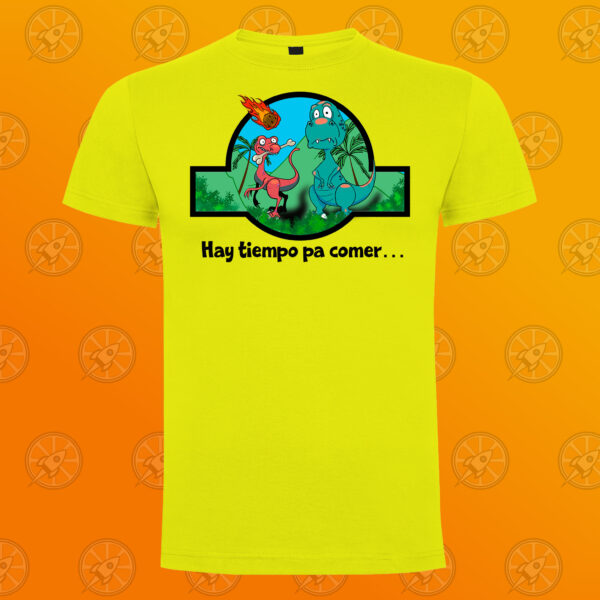 Camiseta de manga corta unisex con diseño "Hay tiempo pa comer..." - Imagen 2