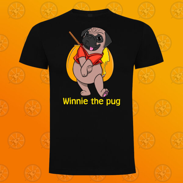 Camiseta de manga corta unisex con diseño Winnie the pug. - Imagen 3