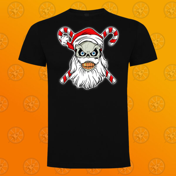 Camiseta de manga corta unisex con diseño impreso Santa Skull. - Imagen 6