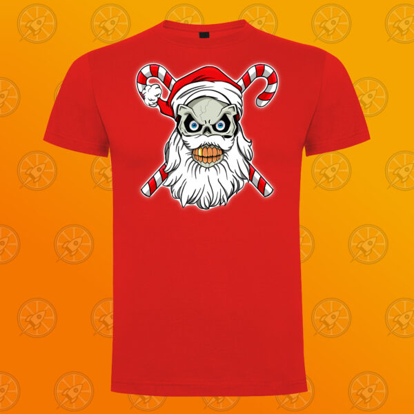 Camiseta de manga corta unisex con diseño impreso Santa Skull.