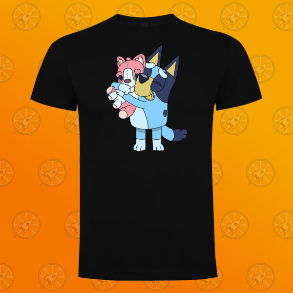 Camiseta de manga corta unisex con diseño impreso Bluey y su peluche. - Imagen 6