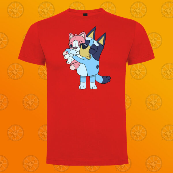 Camiseta de manga corta unisex con diseño impreso Bluey y su peluche. - Imagen 2