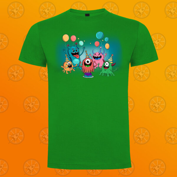 Camiseta de manga corta unisex con diseño impreso monster party. - Imagen 5