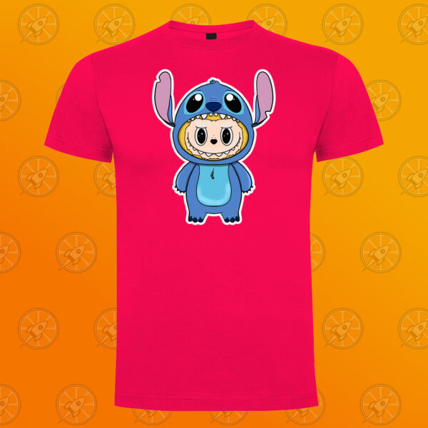 Camiseta de manga corta unisex con diseño impreso Labubu Stitch - Imagen 2