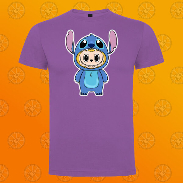 Camiseta de manga corta unisex con diseño impreso Labubu Stitch