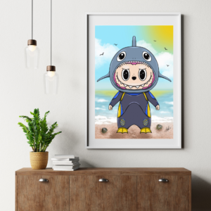 Print Labubu Shark