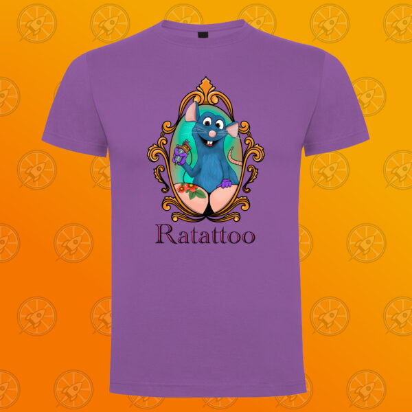 Camiseta de manga corta unisex con diseño impreso Ratattoo - Imagen 5