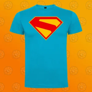 Camiseta azul con el diseño fan art del logo de Superman, de la nueva película de James Gunn